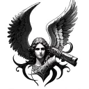Angel of war mafia style neck tattoo design tattoo design idea