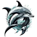dolphin waves tattoo design idea