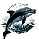dolphin waves tattoo design idea