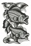traditional bass fish tattoo design idea