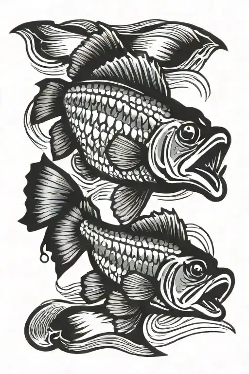 traditional bass fish tattoo design idea