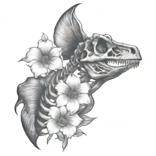 tyrannosaurus skeleton tattoo design idea