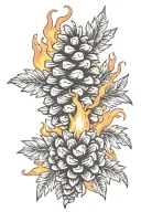 pinecone on fire  tattoo design idea