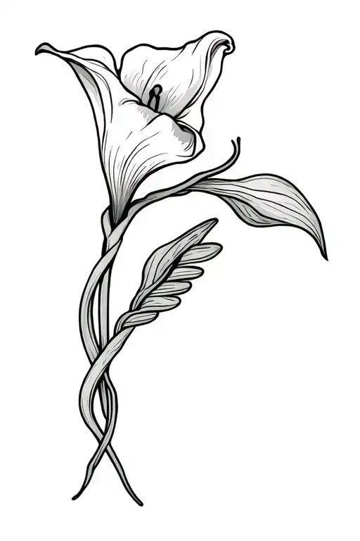 calla lily with caduceus stem tattoo design idea