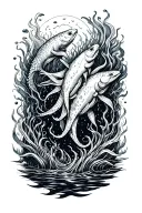 touch the bottom of the sea tattoo design idea