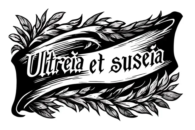 tattoo with latin text : "Ultreia et suseia".  That phrase was how pilgrims on Camino de Santiago greeted each other on  tattoo design idea