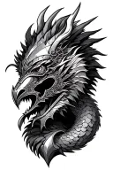 titan helmet, dragon, pheonix bird, arrow piercing, compass tattoo design idea