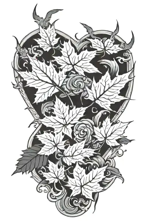 falling dead leaves tattoo design idea