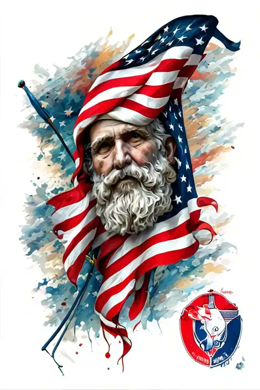 patriotic theme half sleeve featuring flag morphing tattoo design idea