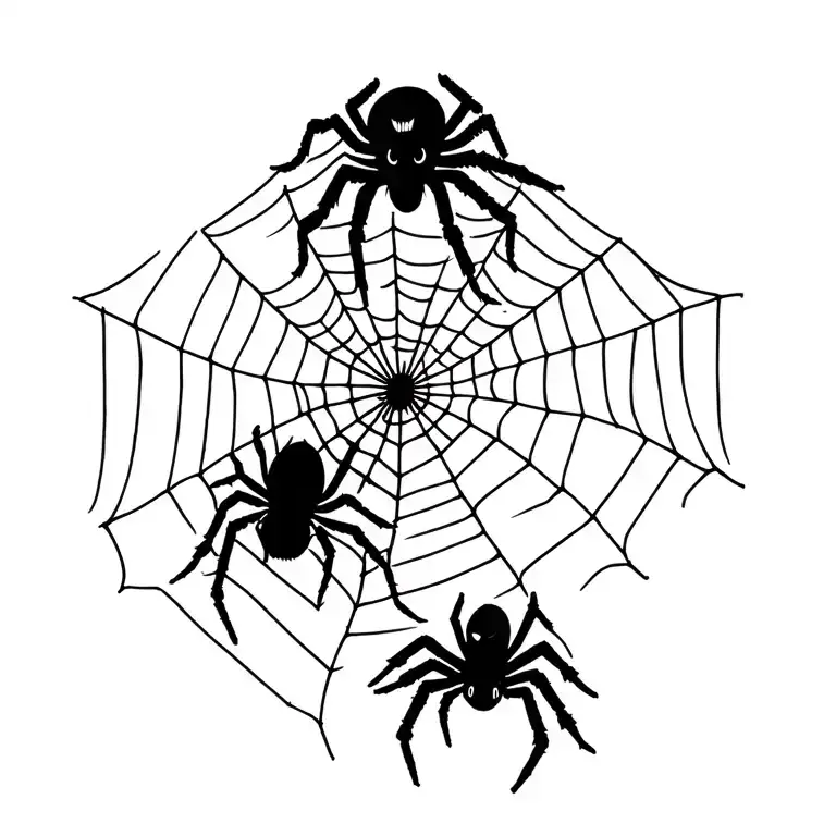 spiderweb and blackwidow spider weaving a web tattoo design idea