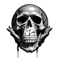 skull and clock hands tattoo design idea