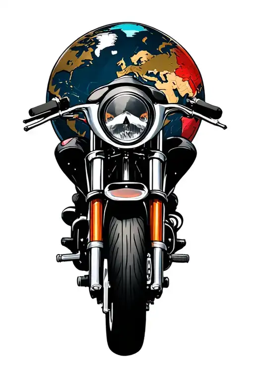 world map adventure motorcycle tattoo design idea