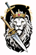 Lion Crown with double edged sword  tattoo design idea