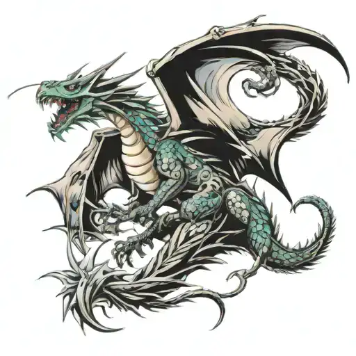 dragon flying tattoo design idea