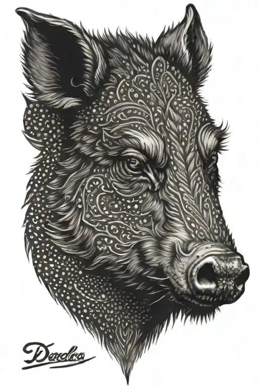 wild boar head tattoo design idea