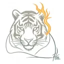 tiger on fire tattoo design idea