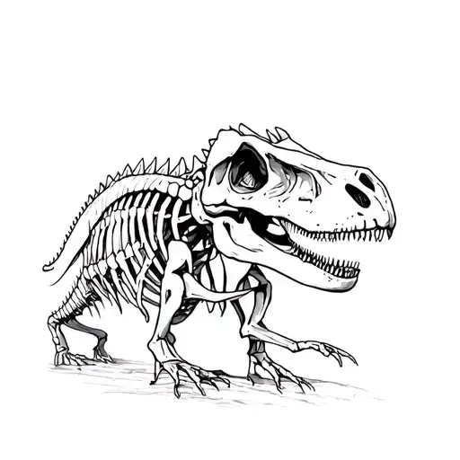 dinosaur skeleton tattoo design idea