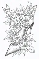 mafia stiletto with flower tattoo design idea