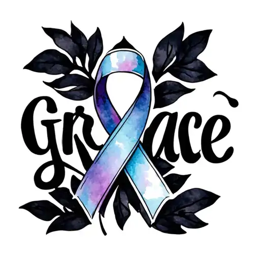 the word grace with the a being the breast cancer ribbon tattoo design idea