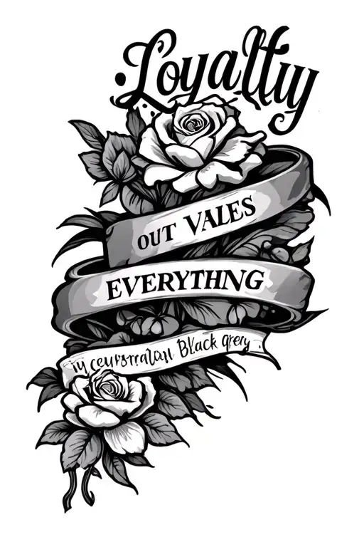"Loyalty out values everything " Cover my tattoo consisting only of black white tattoo design idea