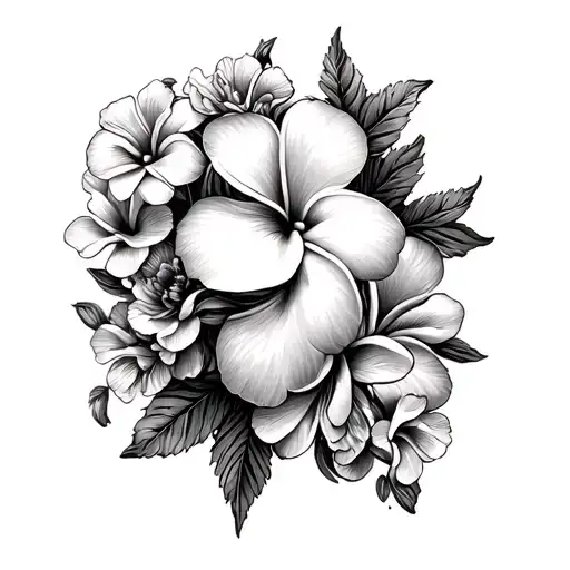 plumeria and carnation flower combo wreath crown tattoo design idea