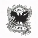 tombstone that says Long Live Mari Mari livin at the bottom wit wings tattoo design idea