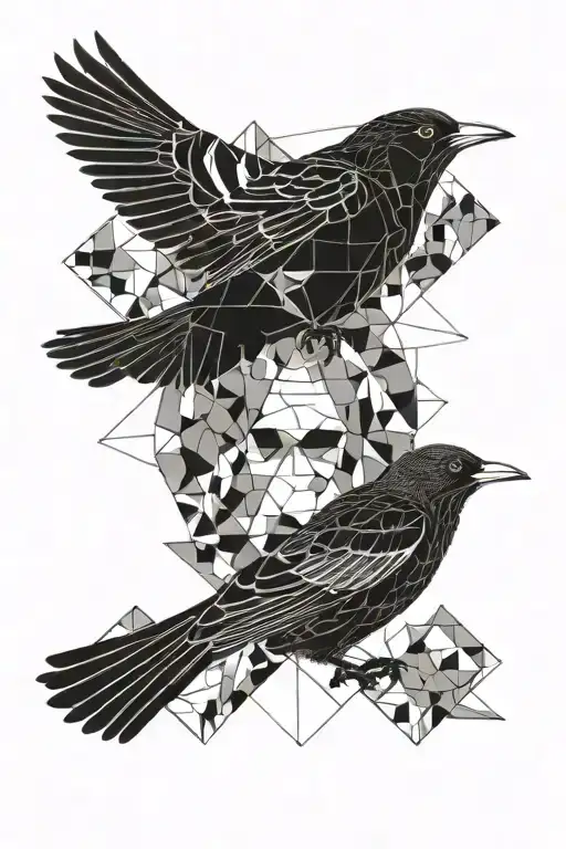 blackbird and periquito black and white tattoo design idea