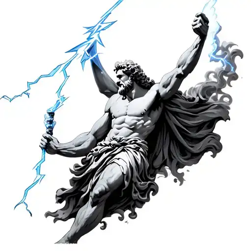 Zeus holding a lightning bolt tattoo design idea