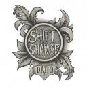 text " shift change survivor" and survival image and date 23-12-2024 tattoo design idea