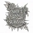 text " shift change survivor" and survival image and date 23-12-2024 tattoo design idea