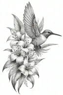 humming-bird tropical flowers and leaves tattoo design idea