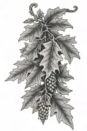 oak leaf cluster with acorns hanging tattoo design idea