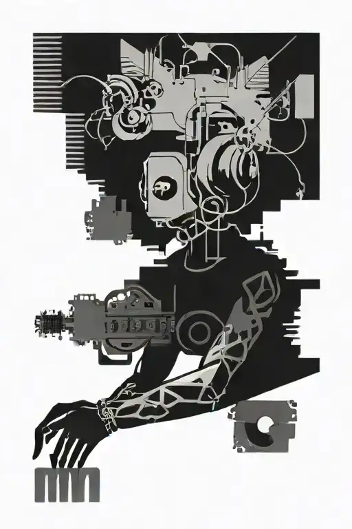 audio engineer humanoid tattoo design idea