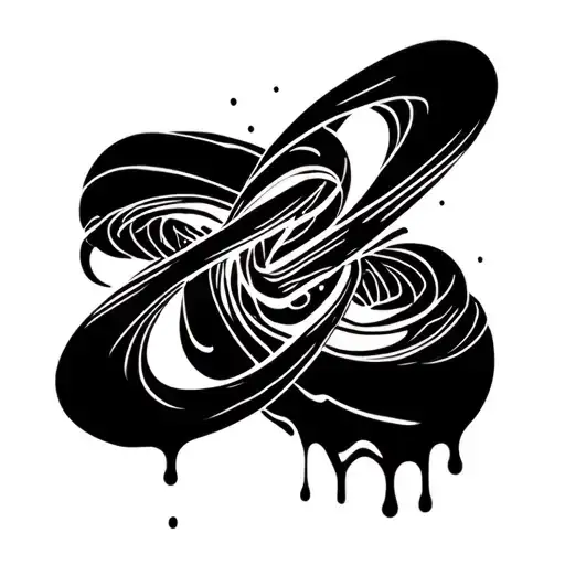 aurora ribbons flowing, transculent music soundwaves combined with melting vortex and dna  tattoo design idea