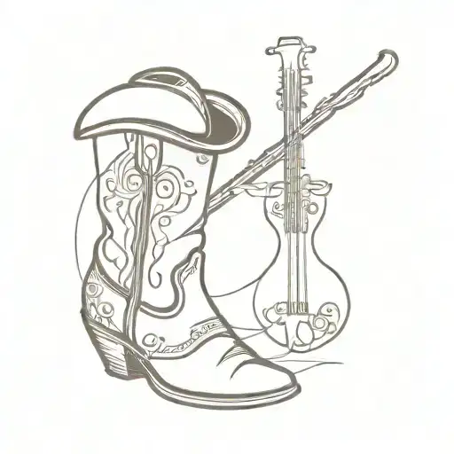 Fiddle  & Cowboy Boot tattoo design idea