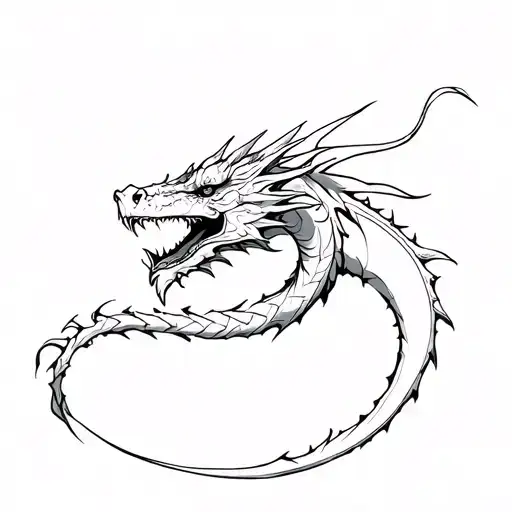 Cyber Sigilism dragon wrapped tattoo design idea