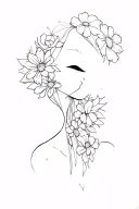 monster girl with flowers growing from her throat  tattoo design idea