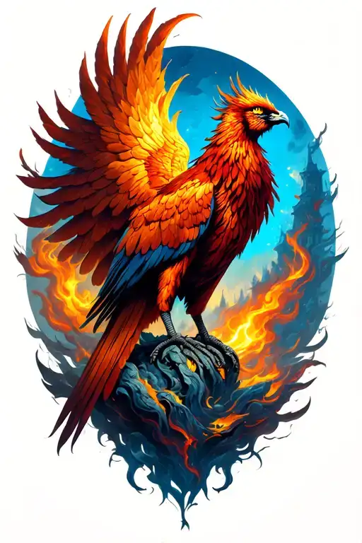 phoenix rising from the ashes tattoo design idea