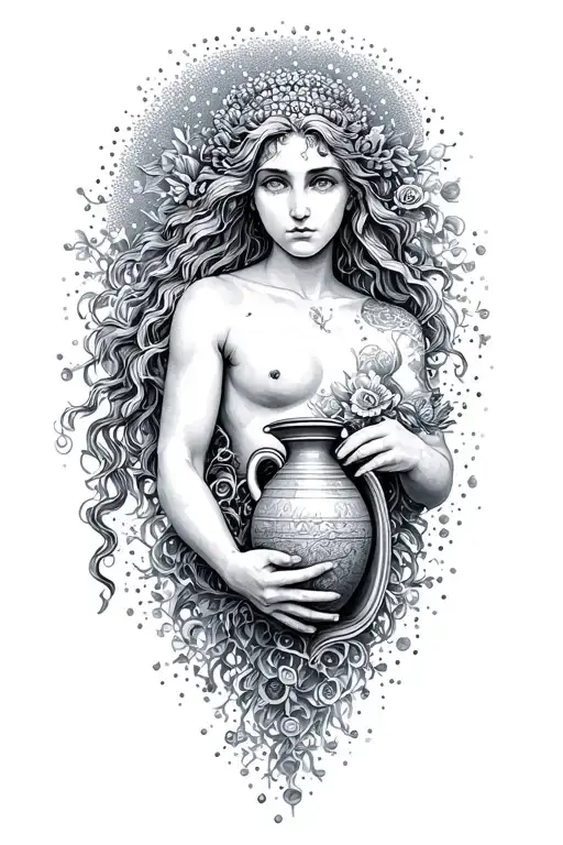 Aquarius with jug tattoo design idea