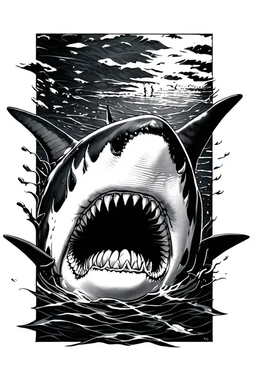 Shark swimming tattoo design idea