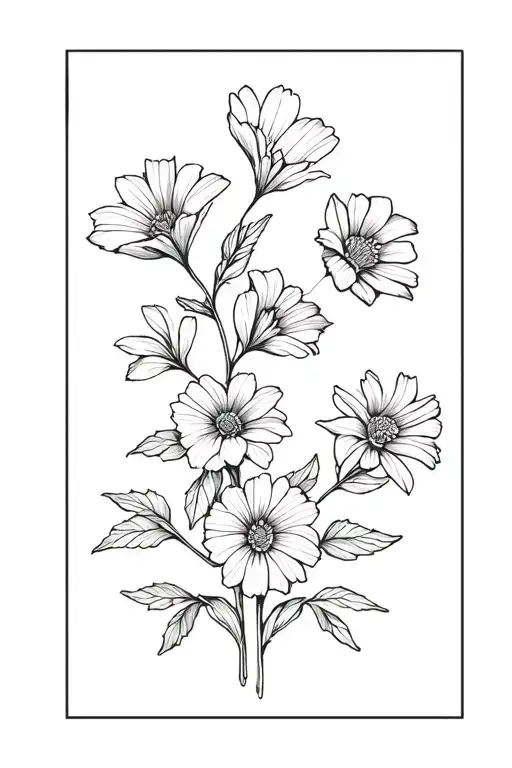 aster and morning glory flowers tattoo design idea