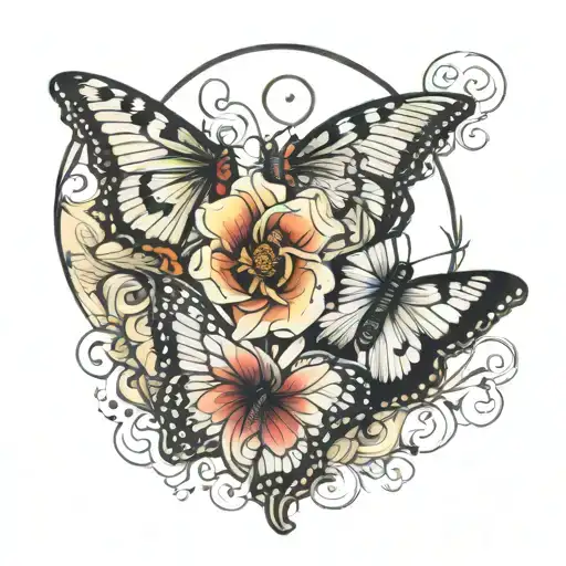 butterfly and rosario combine together tattoo design idea
