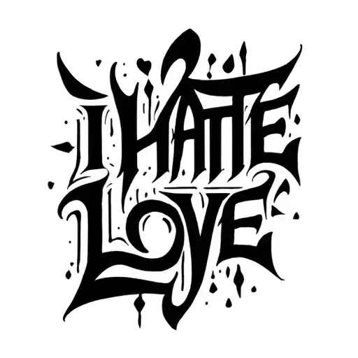 The inscription "I HATE LOVE" tattoo design idea