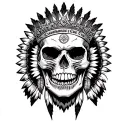 Skull in front of an anger with a crown of indigenous king and motto around that Cuauhnahuac's Crue says tattoo design idea