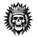 Skull in front of an anger with a crown of indigenous king and motto around that Cuauhnahuac's Crue says tattoo design idea