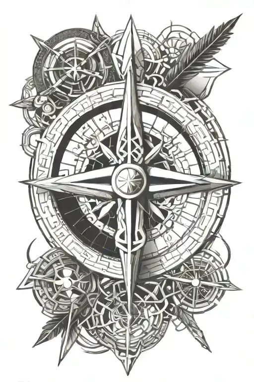 arrow and compass with sacred Celtic geometry within it designed with astrology and warfare themes  tattoo design idea