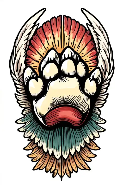 dogs paw with wings made entirely tattoo design idea