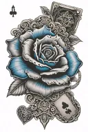 blue rose, clock, back the blue heart, in memory of, poker cards, dog tags tattoo design idea