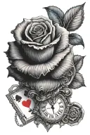 blue rose, clock, back the blue heart, in memory of, poker cards, dog tags tattoo design idea