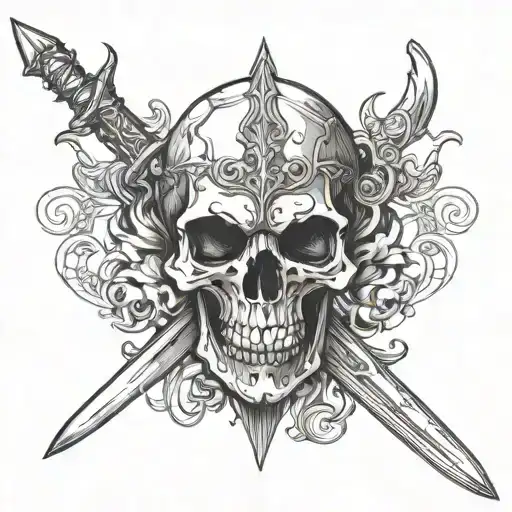 Sword going through the Horned King's skull tattoo design idea